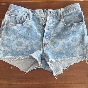 Levi's Light Blue Floral Jean Shorts